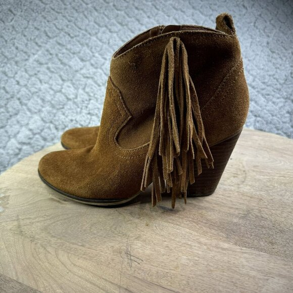 Steve Madden Ohio Brown Suede Fringe Ankle Boots With Zipper‎ Womens Size 7.5 - Picture 7 of 11